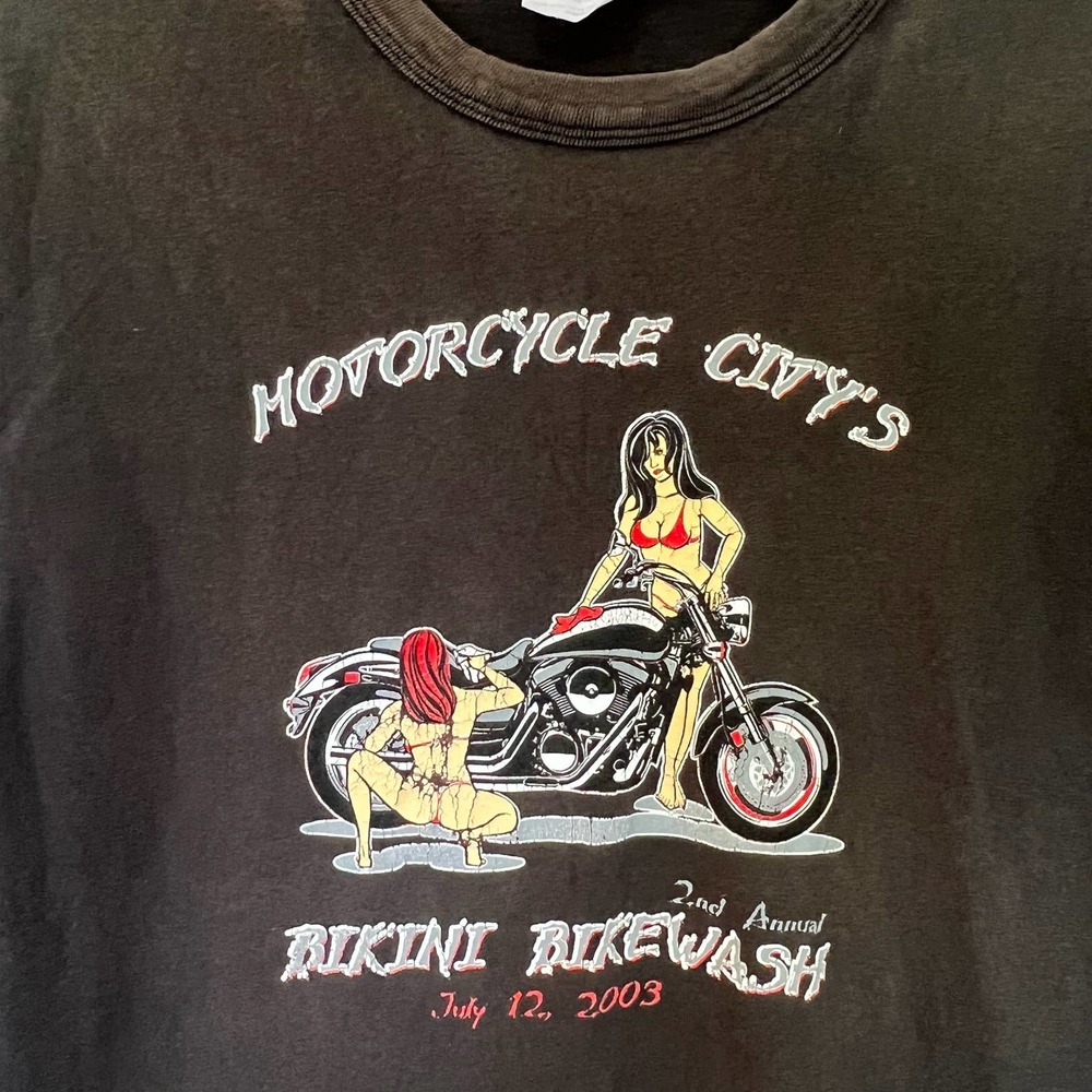 Vintage Sleeveless T-Shirt Motorcycle City’s Bikini Bike Wash